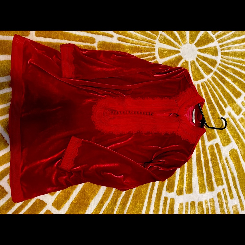 Soft Surroundings | Red Velvet Embroidered Tunic L